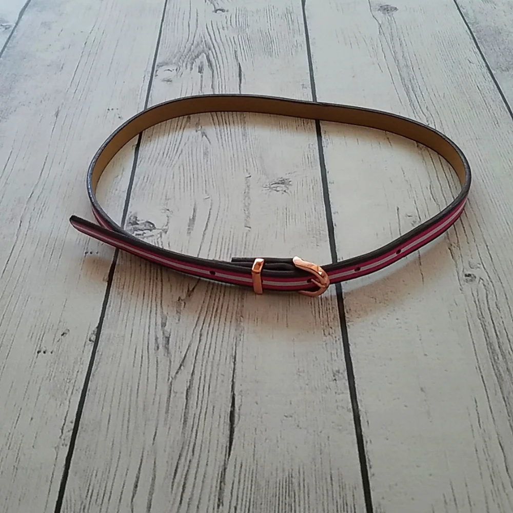 Old Navy Pink/white striped girls belt size small